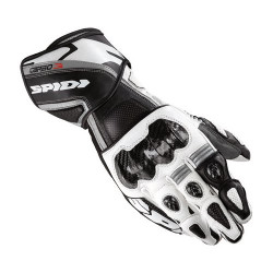 SPIDI - CARBO 3 LEATHER MOTORCYCLE RACE GLOVES - WHITE / BLACK