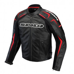 SPIDI - TRACK LEATHER MOTORCYCLE JACKET - BLACK / RED P120 021