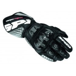 SPIDI - CARBO TRACK LEATHER MOTORCYCLE RACE GLOVES - BLACK
